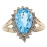 9ct Yellow Gold 0.02ct Brilliant Cut Diamond and Blue Topaz Fancy Ring
