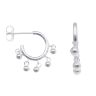 Silver Beaded Charm Stud Earrings