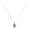 14ct White Gold 0.40ct Brilliant Cut Diamond and Ruby Cluster Pendant and Chain 18"