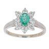 18ct White Gold 0.65ct Brilliant Cut Diamond and Emerald Cluster Ring