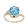 9ct Yellow Gold 0.05ct Diamond and Blue Gemstone Single Stone Fancy Ring