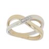 9ct Yellow and White Gold 0.05ct Brilliant Cut Diamond Crossover Ring