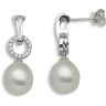 18ct White Gold 0.42ct Diamond & Pearl Drop Earrings