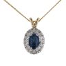 9ct Yellow Gold Certificated Sapphire And Diamond Cluster Pendant 18"