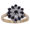 18ct Yellow Gold 0.15ct Brilliant Cut Diamond and Sapphire Cluster Ring