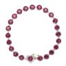 9ct Yellow Gold 0.05ct Diamond And Purple Garnet Heart Cluster Bracelet 7"