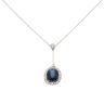 18ct White Gold 0.70ct Brilliant Cut Diamond and Sapphire Cluster Pendant and Chain 18"