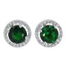 Silver Cubic Zirconia And Green Gemstone Round Cluster Stud Earrings by Icesia