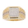 14ct Yellow Gold Cubic Zirconia Greek Key Signet Ring