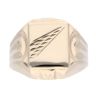 14ct Yellow Gold Patterned and Plain Signet Ring