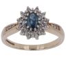 9ct Yellow Gold 0.25ct Brilliant Cut Diamond and Sapphire Cluster Ring