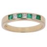 18ct Yellow Gold 0.20ct Princess Cut Diamond and Emerald Half Eternity Ring