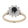 9ct Yellow Gold Sapphire and Cubic Zirconia Cluster Ring