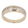 9ct Yellow and White Gold Patterned Greek Key Ring