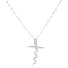 9ct White Gold Cubic Zirconia Cross Twist Pendant and Chain 18"