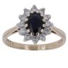 9ct Yellow Gold 0.35ct Brilliant Cut Diamond and Sapphire Cluster Ring