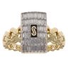 14ct Yellow Gold Monaco Classic Plain Baguette Link Signet Ring