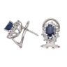 18ct White Gold 0.40ct Brilliant Cut Diamond and Sapphire Cluster Earrings