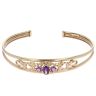 9ct Yellow Gold Amethyst Three Stone Bangle