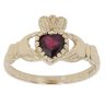 9ct Yellow Gold Garnet Claddagh Ring