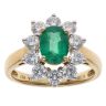 18ct Yellow Gold 1.07ct Brilliant Cut Diamond and Emerald Cluster Ring