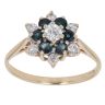 9ct Yellow Gold Sapphire and Cubic Zirconia Cluster Ring