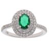 Silver Cubic Zirconia and Green Gemstone Cluster Ring By Icesia