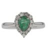 9ct White Gold 0.37ct Diamond And Emerald Ring