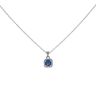Silver Cubic Zirconia And Blue Gemstone Square Pendant And 18" Chain by Icesia
