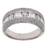 18ct White Gold 1.38ct Baguette and Brilliant Cut Diamond Three Row Ring