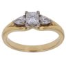 18ct Yellow Gold 0.75ct Princess and Pear Cut Diamond Trilogy Ring