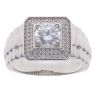 Silver Cubic Zirconia Cluster Signet Ring By Icesia