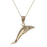 9ct Yellow Gold Cubic Zirconia Dolphin Pendant and Chain 18"