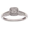 9ct White Gold 0.25ct Princess and Brilliant Cut Diamond Cluster Ring
