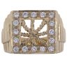 9ct Yellow Gold Cubic Zirconia Leaf Signet Ring