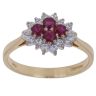 18ct Yellow Gold 0.30ct Brilliant Cut Diamond and Ruby Cluster Ring