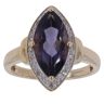 9ct Yellow Gold 0.05ct Diamond and Iolite Cluster Ring