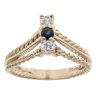 9ct Yellow Gold Sapphire And Cubic Zirconia Wishbone Ring