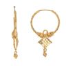 22ct Yellow Gold Square Dropper Hoop Earrings