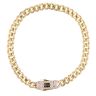 14ct Yellow Gold Monaco Curb Classic Pave Lock Bracelet 7"