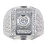18ct White Gold Cubic Zirconia Patterned Signet Ring