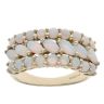 9ct Yellow Gold Opal Three Row Ring
