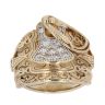9ct Yellow Gold Cubic Zirconia Patterned Saddle Ring