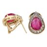 18ct Yellow Gold 0.60ct Brilliant and Baguette Cut Diamond and Ruby Cluster Earrings