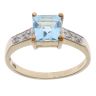 9ct Yellow Gold 0.05ct Diamond and Blue Topaz Single Stone Ring