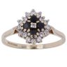 9ct Yellow Gold Sapphire and Cubic Zirconia Cluster Ring