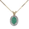 9ct Yellow Gold Certificated Emerald And Diamond Cluster Pendant 18"