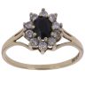 9ct Yellow Gold Sapphire and Cubic Zirconia Cluster Ring