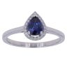 14ct White Gold 0.10ct  Brilliant Cut Diamond and Pear Sapphire Cluster Ring
