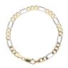 9ct Yellow and White Gold Figaro Bracelet 7"